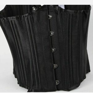 CAMELLIAS Black Satin Widw Waist Corset with Front Closure Sz M